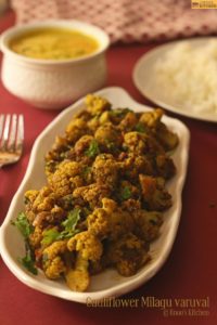 Cauliflower Pepper Fry Recipe Cauliflower Milagu Varuval Recipe Jinoo