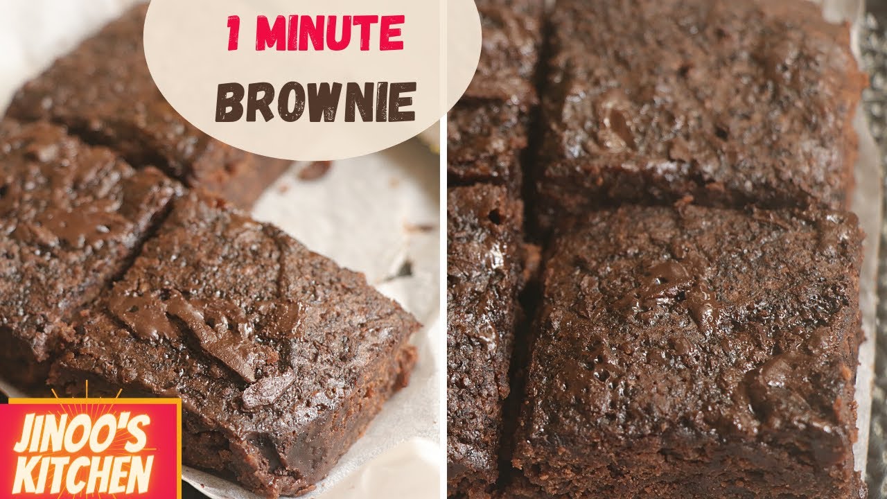 1 Minute BROWNIE in microwave - how to make eggless brownie in ...