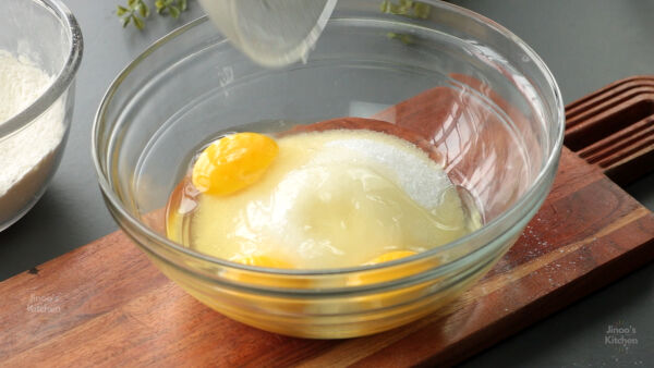 add eggs for for orange loaf cake