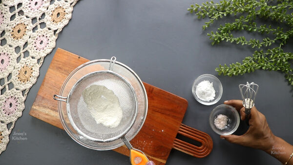 add the salt and baking powder for orange loaf cake