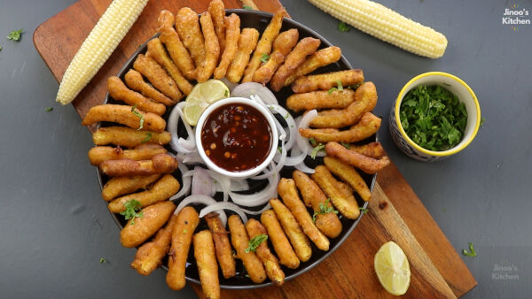 final dish with dip crispy babycorn recipe