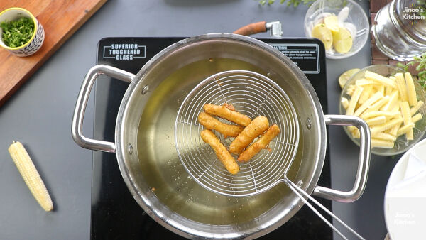 deep fry until golden crispy babycorn recipe