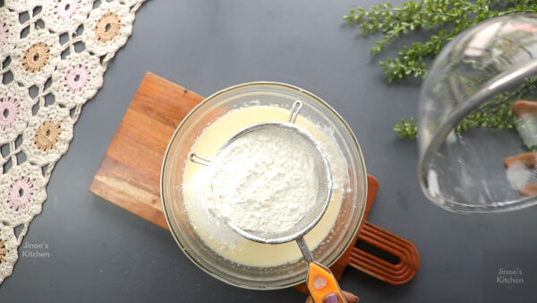 SIFT DRY TO WET FOR ORANGE LOAF CAKE