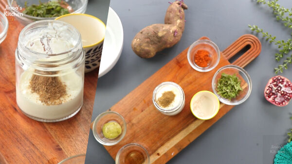 preparing dressing for sweet potato salad step 2