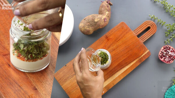 preparing dressing for sweet potato salad step 5