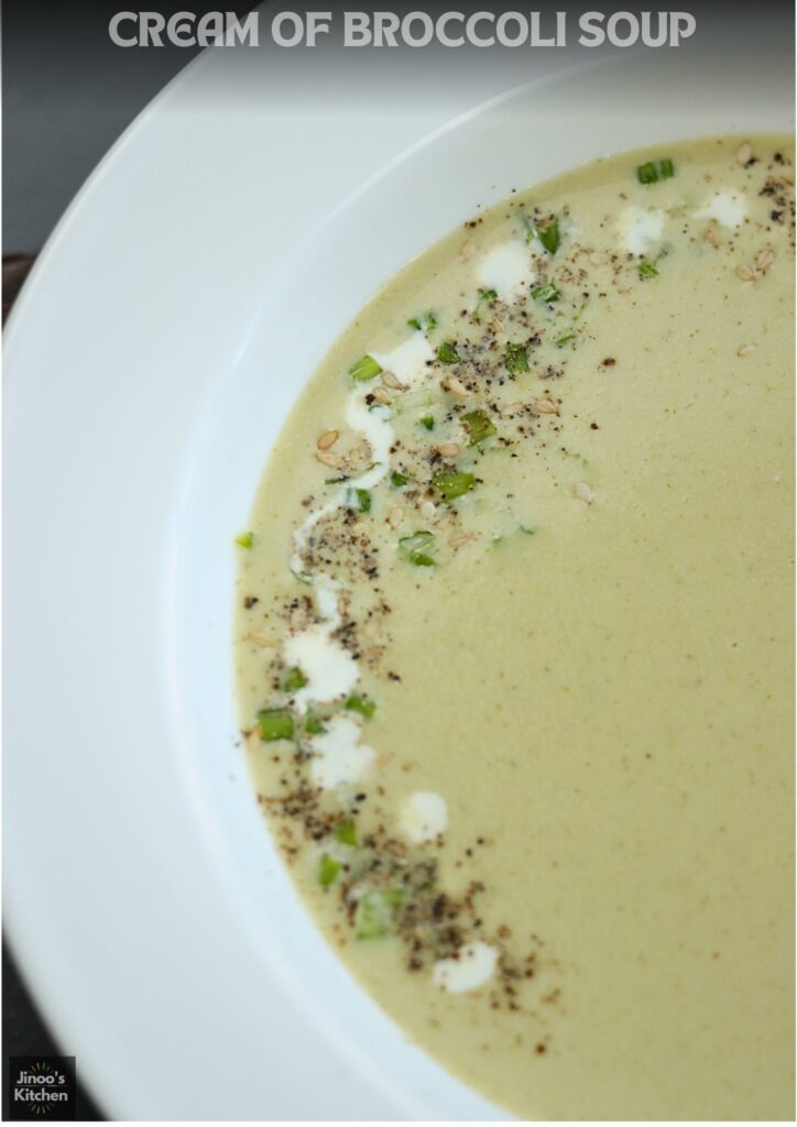 final serving of broccoli soup on a bowl