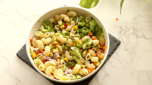 mix well  pasta salad