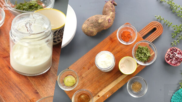 preparing dressing for sweet potato salad step 1